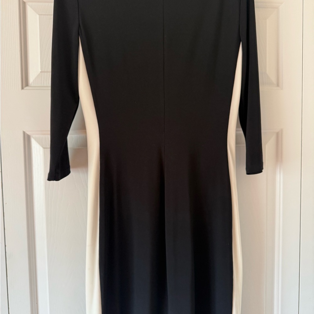 Ralph‎ Lauren Black and Cream Long Sleeve Dress - Picture 2 of 6